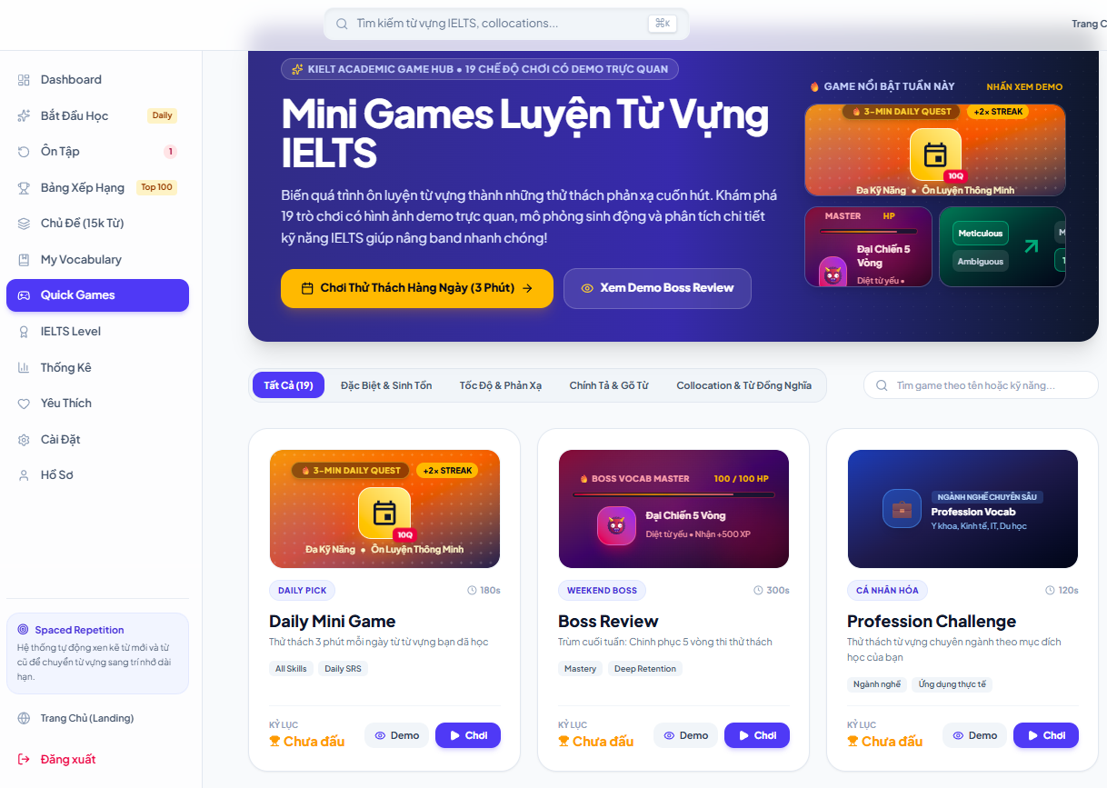 IELTS Platform Learning Interface